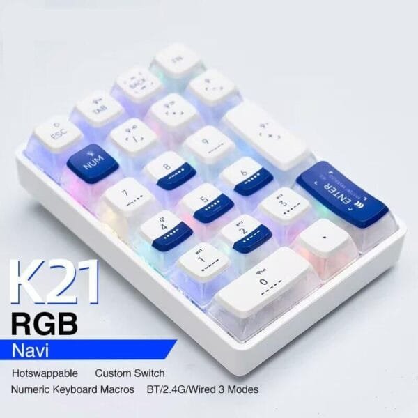 Multi-Mode 21-Key Wireless Mechanical Numpad with RGB Backlight - Image 2