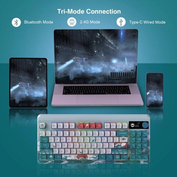 Wireless TKL Mechanical Keyboard with OLED & Multifunctional Knob - Hot-Swap RGB Gaming Keyboard - Image 5