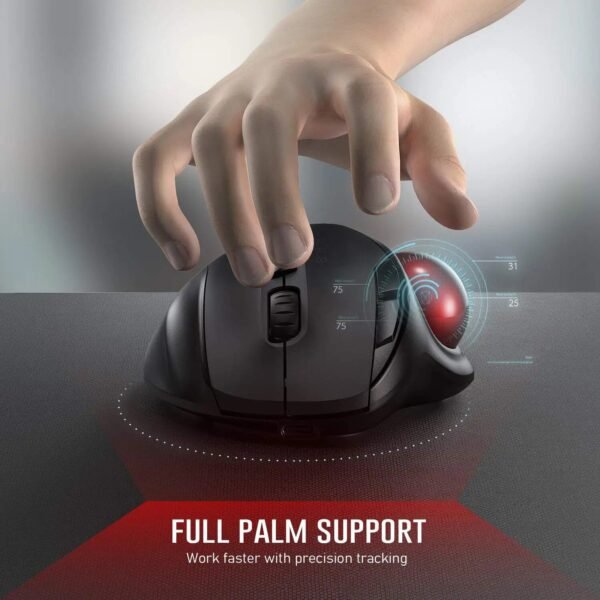 Rechargeable Ergonomic Trackball Mouse - Wireless 2.4G and Bluetooth Connectivity - 2400 DPI - Image 4