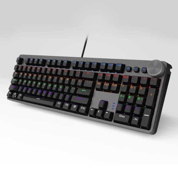 104-Key Wired Mechanical Gaming Keyboard with Multifunctional Knobs and Mixed Backlight - Image 2