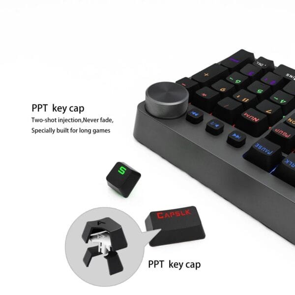 104-Key Wired Mechanical Gaming Keyboard with Multifunctional Knobs and Mixed Backlight - Image 5