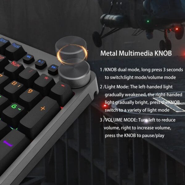 104-Key Wired Mechanical Gaming Keyboard with Multifunctional Knobs and Mixed Backlight - Image 4